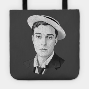 Buster Keaton Digital Distressed Grunge Portrait of The Great Stone Face Tote