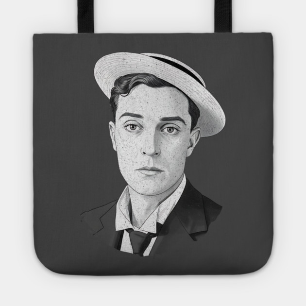 Buster Keaton Digital Distressed Grunge Portrait of The Great Stone Face Tote by Luxinda