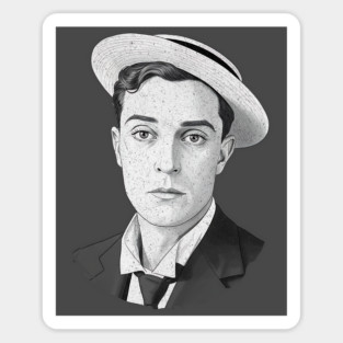 Buster Keaton Digital Distressed Grunge Portrait of The Great Stone Face Magnet