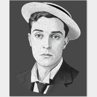 Buster Keaton Digital Distressed Grunge Portrait of The Great Stone Face Posters and Art