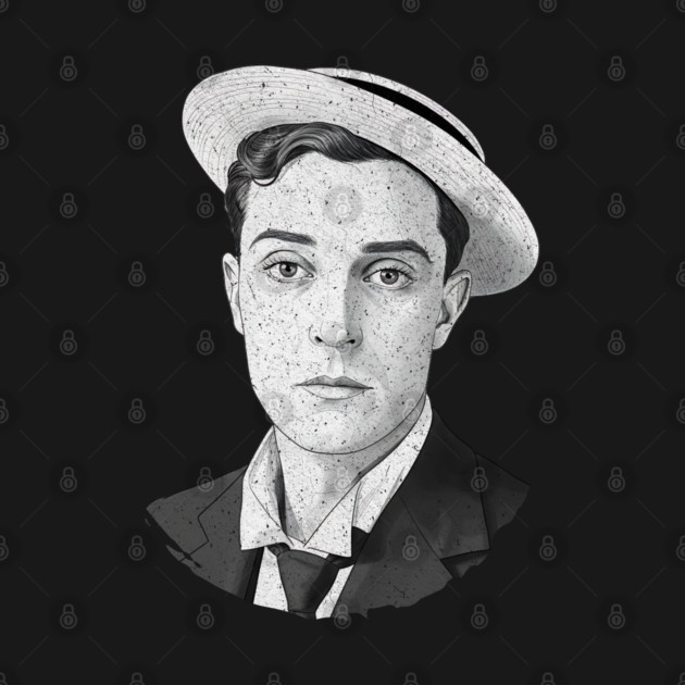 Buster Keaton Digital Distressed Grunge Portrait of The Great Stone Face by Luxinda