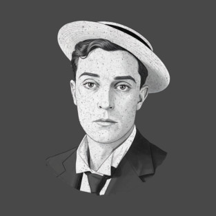 Buster Keaton Digital Distressed Grunge Portrait of The Great Stone Face T-Shirt