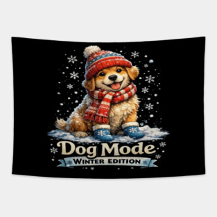 Cute Funny Winter Dog T-Shirt for Dog Lovers, Pet Owners, Dog Moms and Dog Dads – Cozy Cold Weather Puppy Snow Holiday Apparel Gift Tapestry