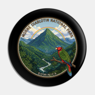 Morne Diablotin National Park Dominica Nature Vintage Travel Badge Pin