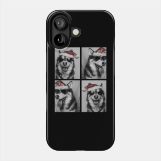 Funny Husky with Sunglasses Santa Hat Christmas Huskies Dog Phone Case
