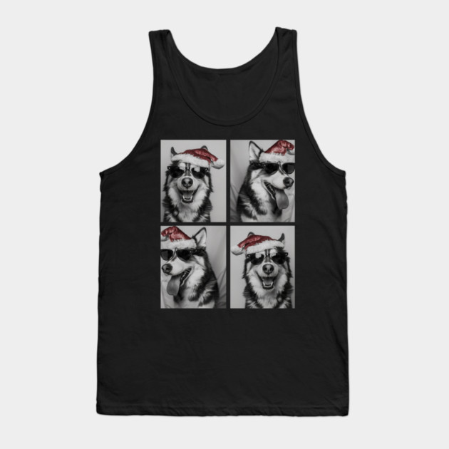 Funny Husky with Sunglasses Santa Hat Christmas Huskies Dog Tank Top by yangho
