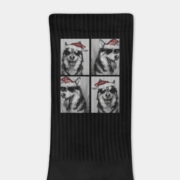 Funny Husky with Sunglasses Santa Hat Christmas Huskies Dog by yangho