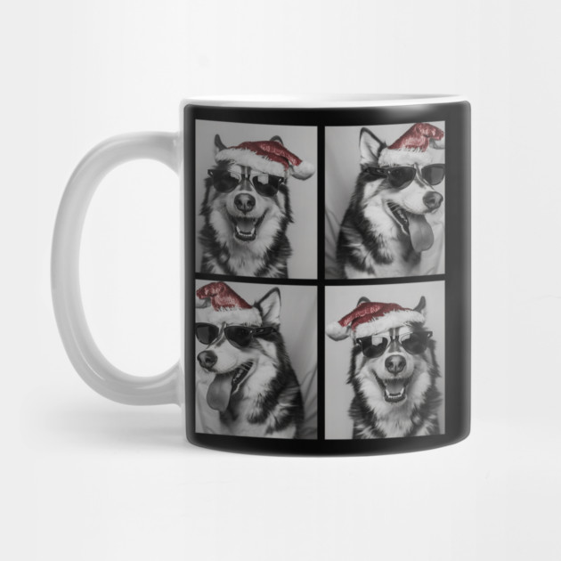 Funny Husky with Sunglasses Santa Hat Christmas Huskies Dog by yangho