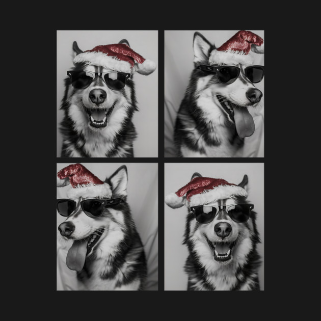 Funny Husky with Sunglasses Santa Hat Christmas Huskies Dog by yangho