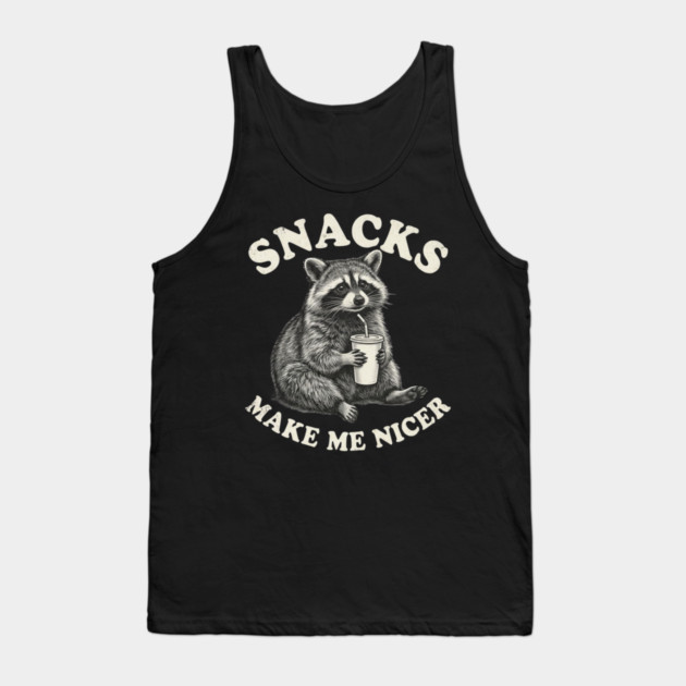 Snacks Make Me Nicer Raccoon Humor Funny Tank Top by ArtistTee ⭐⭐⭐⭐⭐
