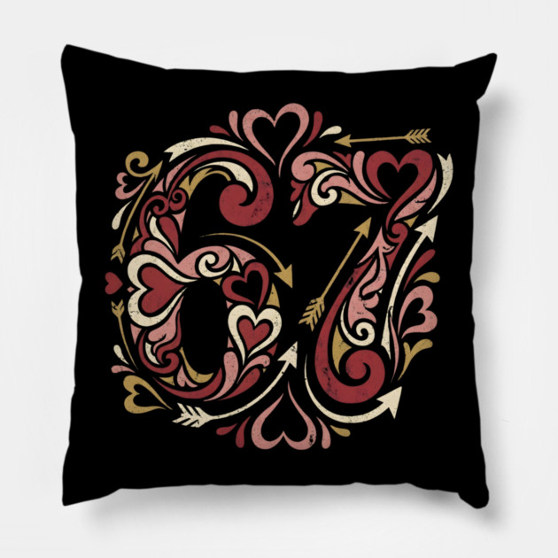 67 Valentine's Day Pillow by Creatifly Graphic Tees