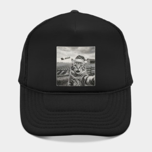Christmas Cat Selfie Vintage Farm Santa Hat Hat