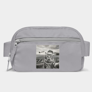 Christmas Cat Selfie Vintage Farm Santa Hat Bag