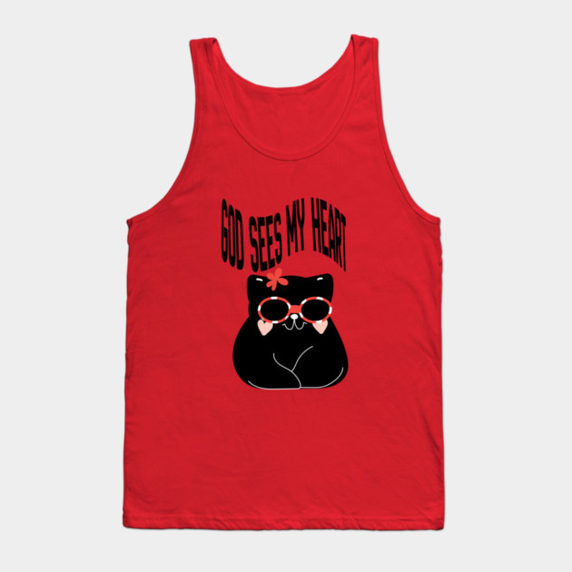 Cute Cat Quote Minimalist Aesthetic Animal Design Tank Top by Anne Lee