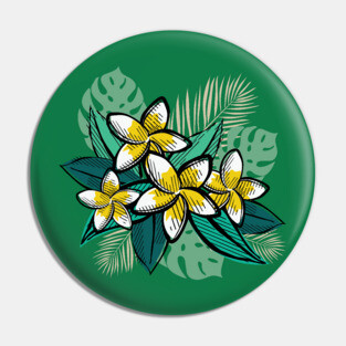 Retro Tropical Leaves Pin