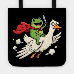 Superhero Frog Riding Goose Silly Adventure Tote