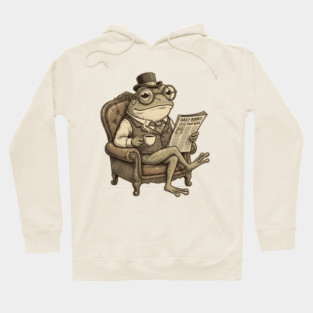 Dapper Frog Gentleman Reading Daily Ribbit Hoodie