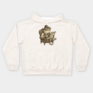 Dapper Frog Gentleman Reading Daily Ribbit Kids Hoodie