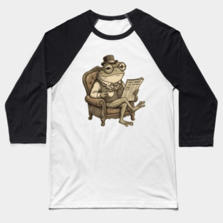 Dapper Frog Gentleman Reading Daily Ribbit Baseball T-Shirt
