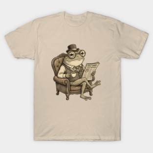 Dapper Frog Gentleman Reading Daily Ribbit T-Shirt