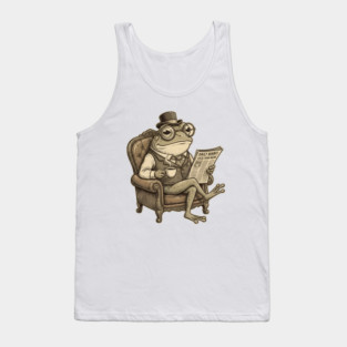 Dapper Frog Gentleman Reading Daily Ribbit Tank Top