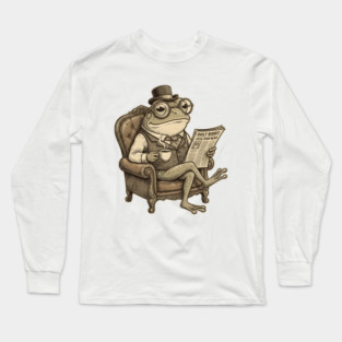 Dapper Frog Gentleman Reading Daily Ribbit Long Sleeve T-Shirt