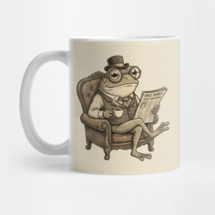 Dapper Frog Gentleman Reading Daily Ribbit Mug