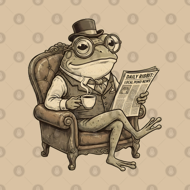 Dapper Frog Gentleman Reading Daily Ribbit by Creatifly Graphic Tees