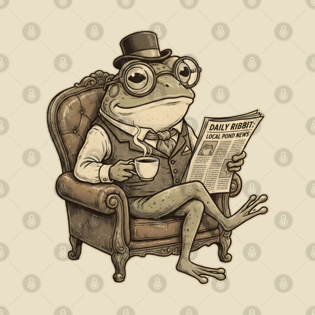 Dapper Frog Gentleman Reading Daily Ribbit by Creatifly Graphic Tees