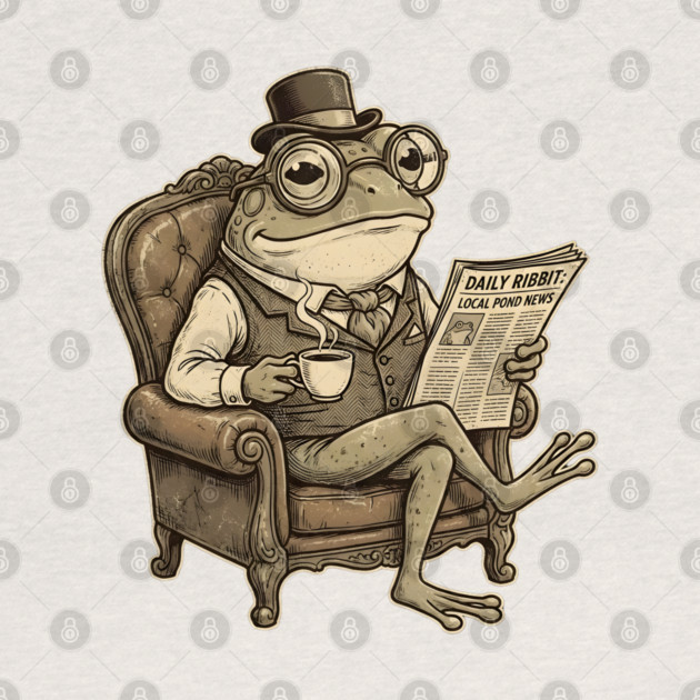 Dapper Frog Gentleman Reading Daily Ribbit by Creatifly Graphic Tees