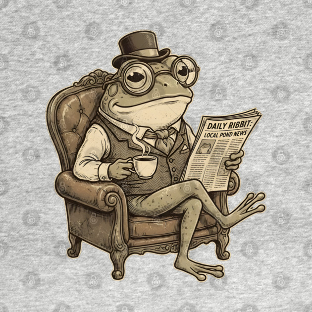 Dapper Frog Gentleman Reading Daily Ribbit by Creatifly Graphic Tees
