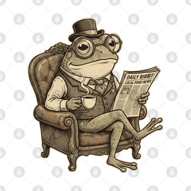 Dapper Frog Gentleman Reading Daily Ribbit by Creatifly Graphic Tees