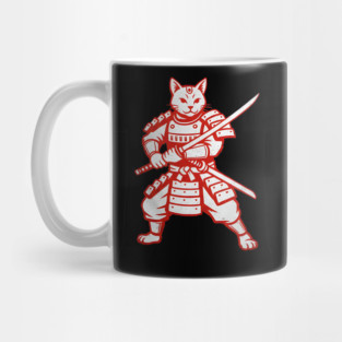 Street Samurai Cat – Red Blade Mug