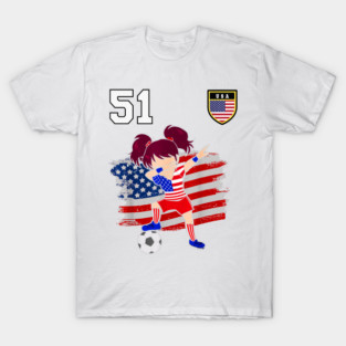 American USA Flag Soccer Jersey Favorite Lucky Number 51 Women Men T-Shirt