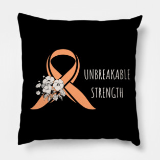 Uterine Cancer Awareness - Peach Ribbon Floral Survivor Pillow