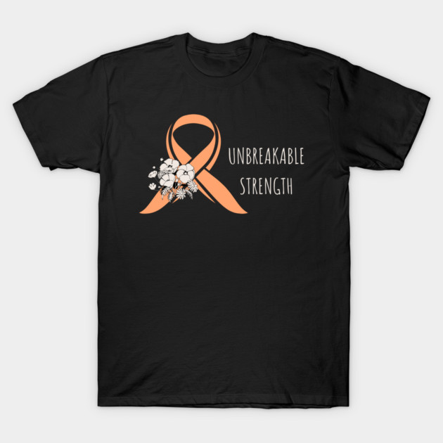 Uterine Cancer Awareness - Peach Ribbon Floral Survivor T-Shirt by Pixel Threads 