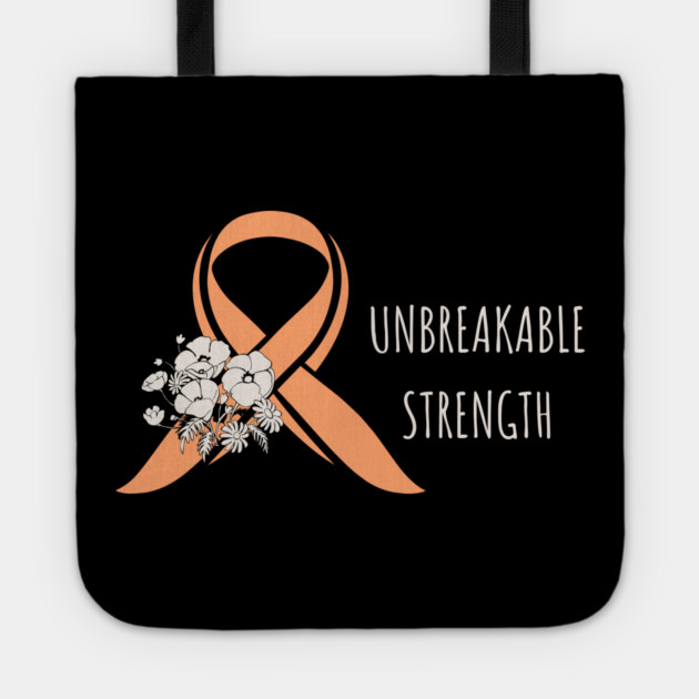 Uterine Cancer Awareness - Peach Ribbon Floral Survivor Tote by Pixel Threads 
