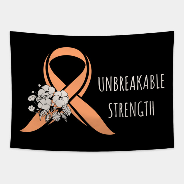 Uterine Cancer Awareness - Peach Ribbon Floral Survivor Tapestry by Pixel Threads 