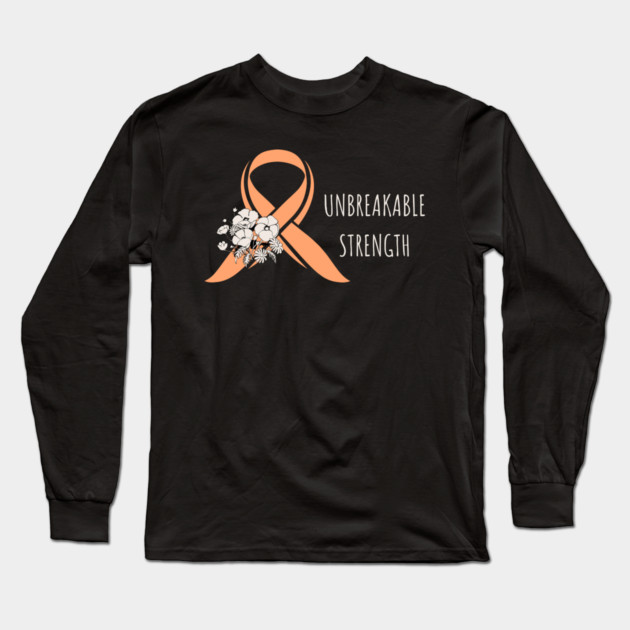 Uterine Cancer Awareness - Peach Ribbon Floral Survivor Long Sleeve T-Shirt by Pixel Threads 