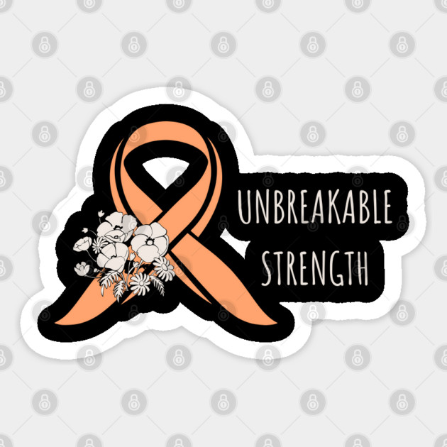 Uterine Cancer Awareness - Peach Ribbon Floral Survivor Sticker by Pixel Threads 