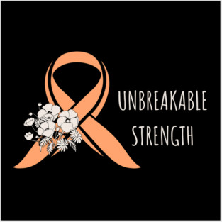 Uterine Cancer Awareness - Peach Ribbon Floral Survivor Posters and Art
