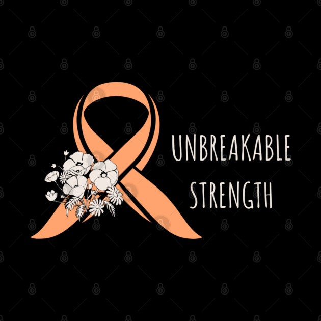Uterine Cancer Awareness - Peach Ribbon Floral Survivor by Pixel Threads 