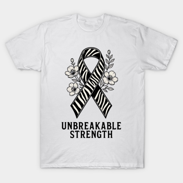 Neuroendocrine Cancer Awareness Zebra Ribbon - Unbreakable Strength Survivor T-Shirt by Pixel Threads 