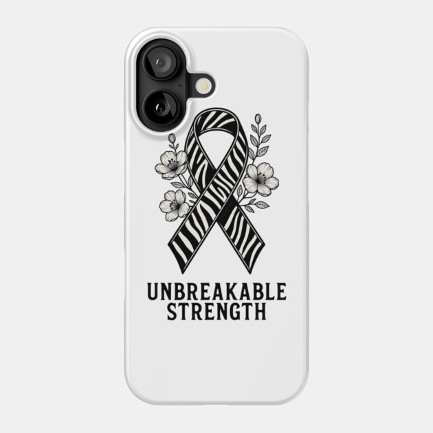 Neuroendocrine Cancer Awareness Zebra Ribbon - Unbreakable Strength Survivor Phone Case by Pixel Threads 