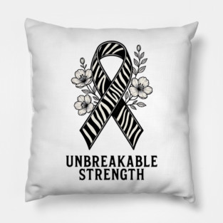 Neuroendocrine Cancer Awareness Zebra Ribbon - Unbreakable Strength Survivor Pillow