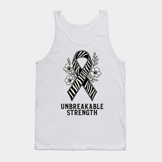 Neuroendocrine Cancer Awareness Zebra Ribbon - Unbreakable Strength Survivor Tank Top by Pixel Threads 
