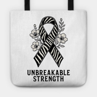 Neuroendocrine Cancer Awareness Zebra Ribbon - Unbreakable Strength Survivor Tote