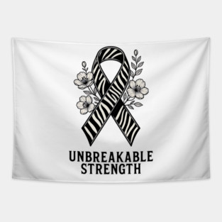 Neuroendocrine Cancer Awareness Zebra Ribbon - Unbreakable Strength Survivor Tapestry