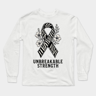 Neuroendocrine Cancer Awareness Zebra Ribbon - Unbreakable Strength Survivor Long Sleeve T-Shirt