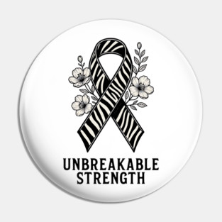 Neuroendocrine Cancer Awareness Zebra Ribbon - Unbreakable Strength Survivor Pin